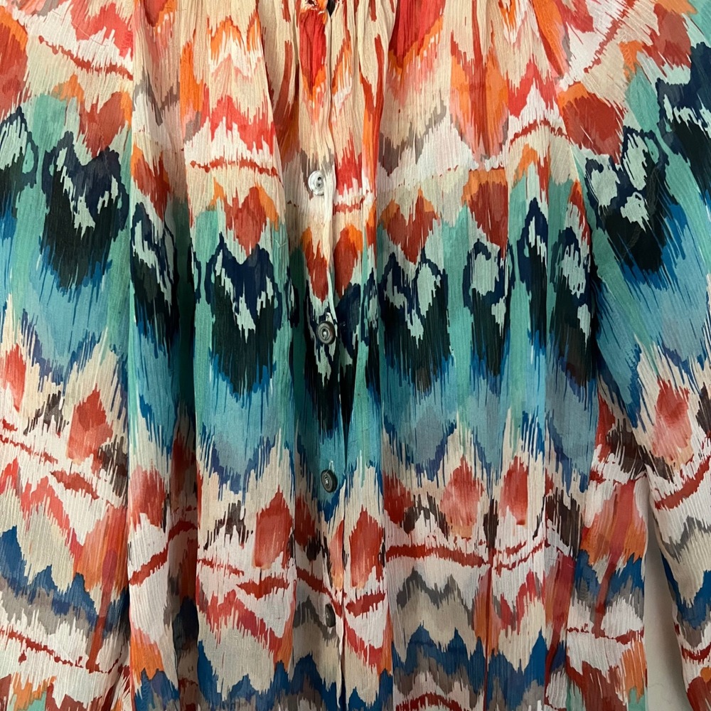 Sundance 100% Silk Abstract Print Boho Sheer Blouse Women's Size Small - Picture 2 of 5